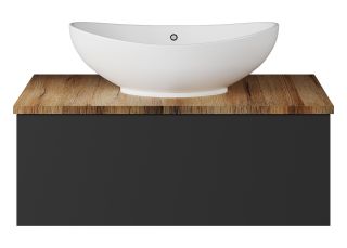 Подвесная тумба под раковину Misty Ива 80см графит/дуб Вотан